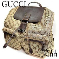 GUCCI グッチ バッグパック リュック ロゴ 巾着 GG キャンバス ブラウン 162964