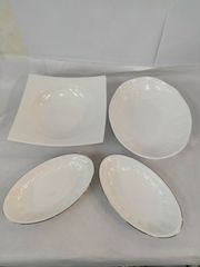 WEDGWOOD 深皿 4枚 オーバル 角皿 ボウル パスタ皿 オードブル サラダ 白磁 シルバー ウェッジウッド 大皿 中皿 小皿