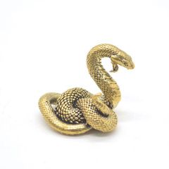 巳 蛇の置物 3cm 金属製 縦型 ミニチュア