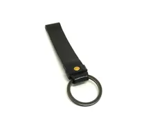 IL BISONTE イルビゾンテ レザー キーホルダー キーリング バッグチャーム レディース メンズ ブラック系×シルバー系 DI9005