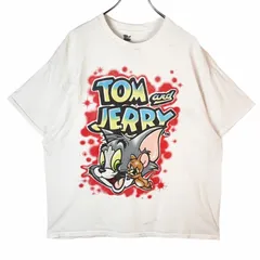 トムとジェリーTom&Jerry半袖TシャツキャラクターTシャツキャラ物アメコミUSA大判プリントデカプリント白ホワイト赤レッドvintageヴィンテージ41120