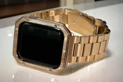 ローズゴールド★アップルウォッチバンド 316Lステンレススチールベルト Apple Watch保護カバー 非金属テクノロジーケース ポリカーボネート 艶消し 40mm 41mm 44mm 45mm 49mm ultra ウルトラ SEシリーズ