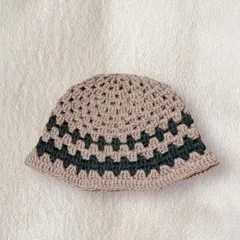 クロシェハット　クラッシャーハット　バケットハット　手編み　男女兼用　130