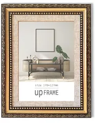 【迅速発送】アンティーク風 写真立て おしゃれ フォトフレーム 額縁 御洒落 樹脂製 置き掛け兼用 レトロ アンティーク ヴィンテージ 壁掛け 卓上 縦横兼用 額縁 (2L版 Gold)