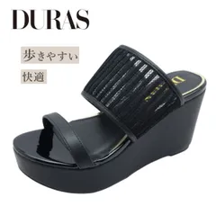 DURAS デュラス レディース ミュール DR 9024 ブラック 黒 オープントゥ ウェッジ サンダル 歩きやすい 厚底 夏 靴のサムネイル