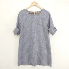 ◇ AS KNOW AS アズノゥアズ ストライプ 五分袖 ミニ ワンピース サイズ＊ ネイビー ホワイト系 レディース P  【1302210002614】