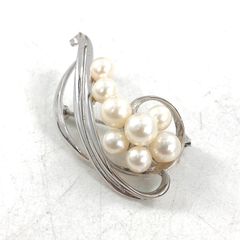MIKIMOTO ミキモト パール ブローチ シルバー×ホワイト 5.5mm-6.7mm レディース アクセサリー【PF-52】