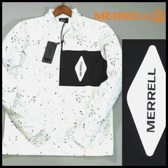 新品 定価14,300円 MERRELL メレル スタンドカラー プルオーバー L 白 ストレッチ ハーフジップ アウトドア ゴルフ等に！ メンズ