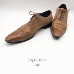 ORIHICA オリヒカ 07 レースシューズ ビジネス オフィス レザーシューズ ウイングチップ ブラウン 革靴 42 USED