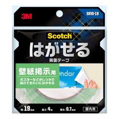L008	壁紙　掲示用　パーティーの飾り付け　3M　両面テープ　はがせる　幅19mm　長さ4m　スコッチ　SRW-19　セミロング　ポスターや壁紙に画びょうの穴をあけることなく　お部屋の装飾に　クリスマス　お正月　お誕生日	4550309382612