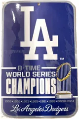 【並行輸入/新品未使用】Los Angeles Dodgers 2024 World Series Champions 11x17” Plastic Sign MLB