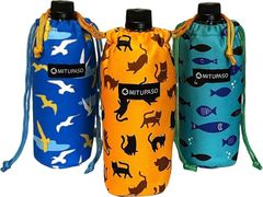 MITUPASO ペットボトルカバー 余裕の600ml+α オールマイクロファイバー 小物入れポーチ 折りたたみ傘 ケース ペットボトルホルダー ペットボトル収納 ドリンクホルダー持ち歩き 男女兼用(ブルーイエローグリーン, やや大き目)のサムネイル