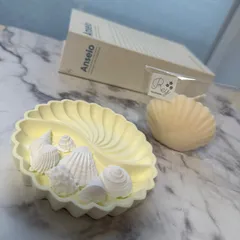 海-UMI-セット  【3点セット】  丸貝の小物入れ　貝殻のアロマストーン シェルキャンドル