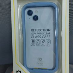 新品　iFace　iPhone 14 専用 ケース クリア 強化ガラス ブルー アイフェイス iphone14 用 カバー 韓国 耐衝撃 透明
