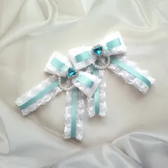 ヘアアクセサリー ヘアクリップ リボンクリップ 量産型リボン ヘアピン ツインテール キラキラビジュー ミント ハートビジュー 使い方 簡単 可愛い アイドル 推し活リボン 参戦リボン 卒業式 入学式 結婚式