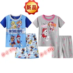 ✨新品✨パウパトロール 子供パジャマ 半袖Tシャツ&ショートパンツ 上下セット 男の子 女の子 夏用 キッズルームウェア チェイス マーシャル 消防士 警察官 ブルー ピンク グレー 100 110 120 130 140  キッズパジャマ 半袖パジャマ