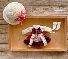 JANAYA ハンドメイド　オビツ11服　赤色ワンピース　3点セット