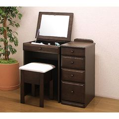 新品・未開封・国産品：ドレッサー「グッピー」ダークブラウン色　鏡台　デスクタイプ　回転鏡