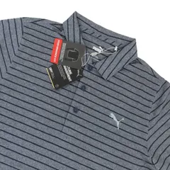 新品 PUMA GOLF プーマ ゴルフ 吸汗速乾 DRYCELL ローテーション ストライプ 半袖 ポロシャツ ダークグレー 579171-01