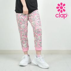 新品 clap CLAP フィットネス ウェア クラップ フィットネスウェア レディース ブランド イーシュット パンツ HIBISCUS E-SHUTOOOO ハイビスカス 総柄 ピンク 2025  新作 かわいい