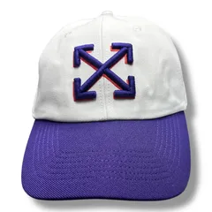 国内正規 参考上代42900円 未使用品 Off-White ARROW SHADOW BASEBALL CAP アローシャドウベースボールキャップ 6パネルキャップ 刺繍ロゴ帽子 オフホワイト OMLS25-RTW0414 ホワイト/パープル 96184A7のサムネイル