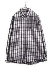 【お得なクーポン配布中!】 90s エディーバウアー チェック オックスフォード 長袖 ボタンダウン シャツ メンズ L Eddie Bauer ヘビーウェイト コットン ポケット付き