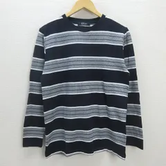 G■ナノユニバース/nano BASE ロンT カットソー/ボーダー柄【L】紺/men's/79【中古】■
