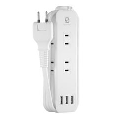 収納しやすい 過負荷保護 USB 急速充電 180°スイングプラグ テーブルタップ ケーブル巻き取り可能 1400W合計3.4A 【PSE認証済】 2m延長コード 最大9台充電 (ホワイト USBコンセントタップ 電源タップ 2m) 【6AC口＋3USBポート