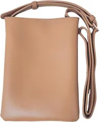 グリーンパキラ スマホショルダーポーチ 携帯バック バッグ レディース 軽量 スマホ入れ スマートフォン収納 ミニ 斜めがけ 肩掛け ポシェット サコッシュ かばん 縦型 小型 シンプル 無地 合成皮革(ブラウン)