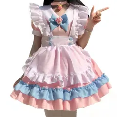 ☆ ピンク ☆ XLサイズ ☆ メイド服 kcos03 メイド服 ピンク コスプレ 衣装 女性 ワンピース ドレス 猫 ネコ メイド 半袖 ミニスカート リボン アクセサリー付き エプロン 肉球 フリル 膝丈 喫茶 漫画 ガーリー ロリータ パーティー