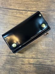 『即納』CK-172MFA 三層 国産コードバン フルコードバン 三層 ミディアムトラッカーウォレット ブラック ブラス EN