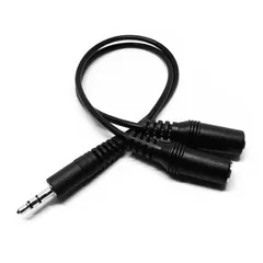 2分配ケーブル 3.5mmイヤホンジャック対応 イヤホン二股分配ケーブル 分岐 イヤホンアダプタ ダブルイヤホン ステレオミニプラグ (ブラック)