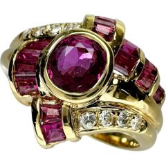 14号 ルビー 計1.30ct ダイヤモンド 計0.13ct リング・指輪 K18ゴールド 18金  7.0g レディース 【中古】【真子質店】【NN】