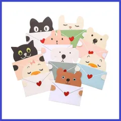 動物 メッセージカード 9種セット アニマル 感謝カード ミニレター YFFSFDC ミニカード 誕生日カード お礼 封筒付き 猫/犬/熊/うさぎ/ひよこ かわいい