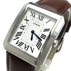 コーチ レクタンギュラー メンズ シルバー ローマ数字 0159 時計 COACH クォーツ 稼動品