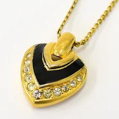 【中古】クリスチャンディオール/ネックレス/ペンダント/ハートモチーフ/ラインストーン/GP/ゴールド/アクセサリー/Christian Dior