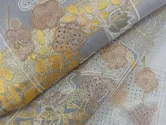 訪問着 スワトウ刺繍 風景模様 舟 八橋 遠山 流水 着物 103 d