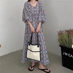 エスニック柄　ロングワンピース　リゾート　春
