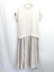 ◇ ⊂ LAKOLE ラコレ 半袖 ロング ワンピース サイズM ベージュ モカ レディース E  【1501230046657】