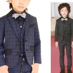 処分価格！格安新品2点♡ジェネレーター スーツ 5点セット ブラックウォッチ 110cm