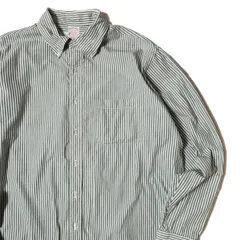 90’s USA製 ブルックスブラザーズ Makers ストライプ コットン ボタンダウン シャツ (17 1/2-6) 緑×白 アメリカ製 ポロカラー メーカーズ アメリカ古着 USED ビンテージ ヴィンテージ