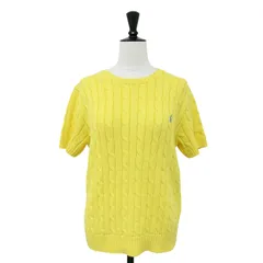 POLO Ralph Lauren ポロ ラルフローレン ニット イエロー サイズ:L / コットン ケーブル ショートスリーブ セーター / ニット 半袖 ポニー / トップス セーター プルオーバー【レディース】【中古】