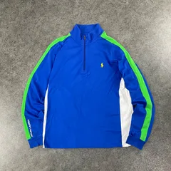 POLO RALPH LAUREN PIMA SOFT TOUCH ポロラルフローレン ハーフジップ トレーナー プルオーバー サイドライン ワンポイント 刺繍 ブルー/グリーン/ホワイト メンズ