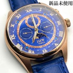 【新品未使用】JMW TOKYO ムーンフェイズ クォーツ シチズン製ムーブメント 腕時計 箱付 青 ブルー 世界300本限定 JM-0006