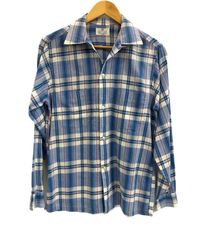 ヴィンテージ vintage 50's~60's 50~60年代 VAN HUSEN  チェック オープンカラーシャツ 開襟シャツ ループカラー ボックス 長袖シャツ ブルー 101MT-4187