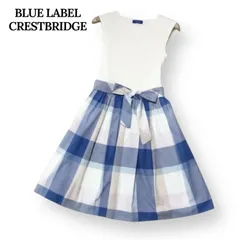 ブルーレーベルクレストブリッジ　クレストブリッジチェック　ドッキング ワンピース 38サイズ フレア リボン付き BLUE LABEL CRESTBRIDGE Aライン