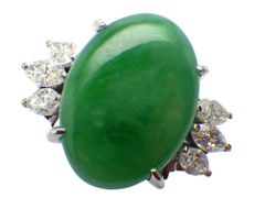 翡翠 ダイヤモンドリング Pm850 12.63g 12号 カード鑑別付　Jewelry Jade11.87ct Dia0.93ct Ring