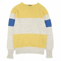 美品 ナイジェルケーボン NIGEL CABOURN ワイドボーダー ウールニット セーター 長袖 スコットンランド製 52 アイボリー マスタードイエロー ブルー 80371140010/■X05/メンズのサムネイル