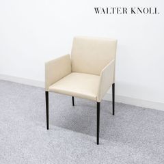 【展示品】Walter Knoll ウォルターノル Deen ディーン ダイニング アーム チェア ラウンジ リビング レザー アイボリー イーオス 定価21万