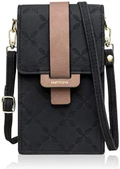 ノーブランド 母の日 スマホポーチ ショルダー レディース お財布ポシェット 斜めがけ スマホ収納 携帯ポーチ( ブラック)